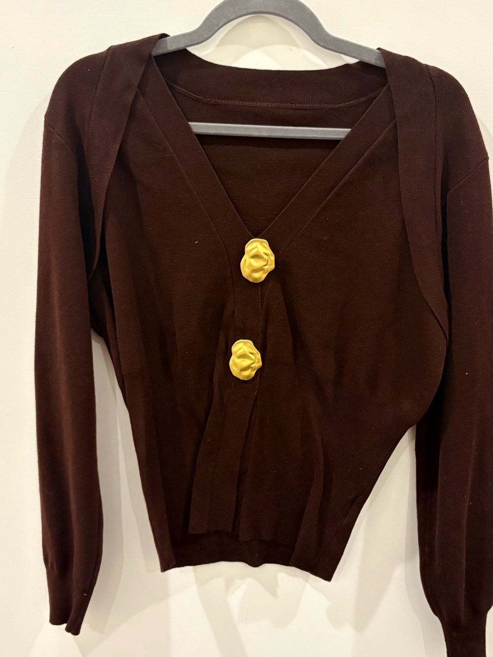 Commense Brown Knit Top with Gold Accents
